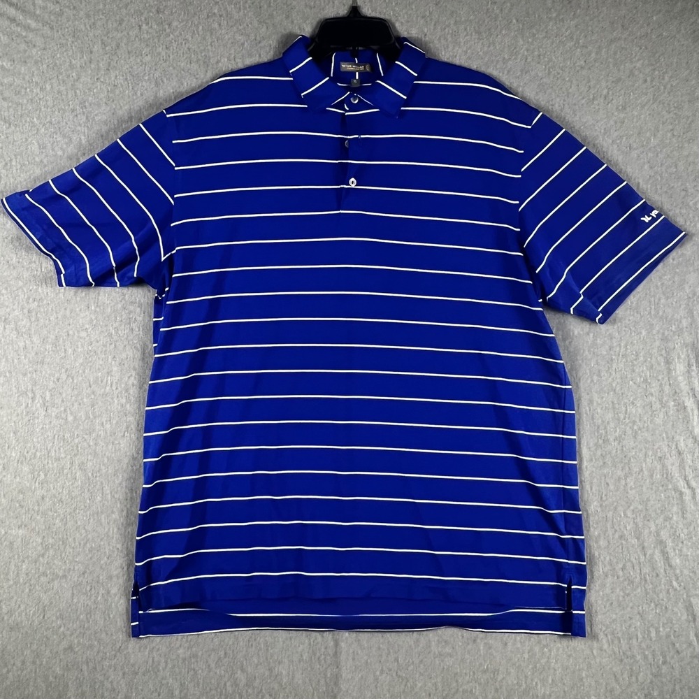 Peter Millar Summer Comfort Mens XL Blue White Striped  Golf Polo